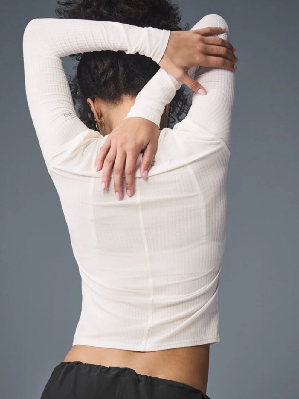 Alo Ribbed Sea Coast Long Sleeve Ivory XS - Picture 3 of 5